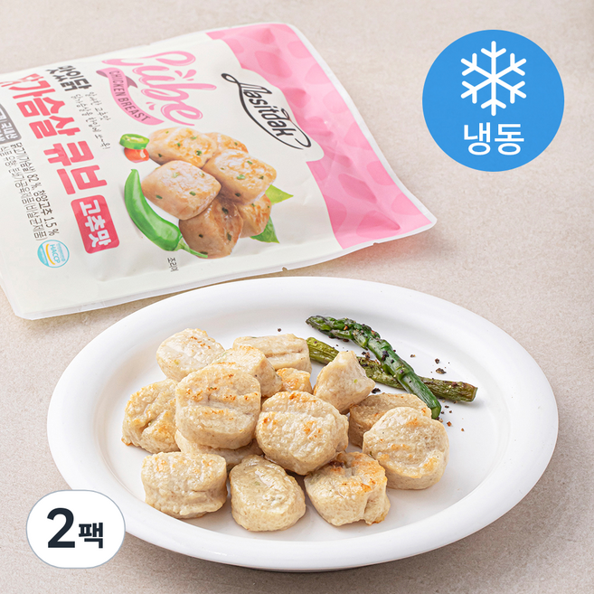 맛있닭 닭가슴살 큐브 고추맛 (냉동), 100g, 1개입, 2개