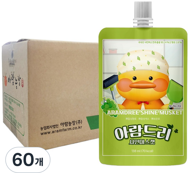 아람농장 아람드리 샤인머스캣 주스, 138ml, 60개