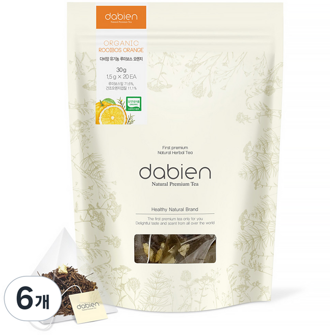 다비앙 유기농 루이보스 오렌지, 1.5g, 20개입, 6개