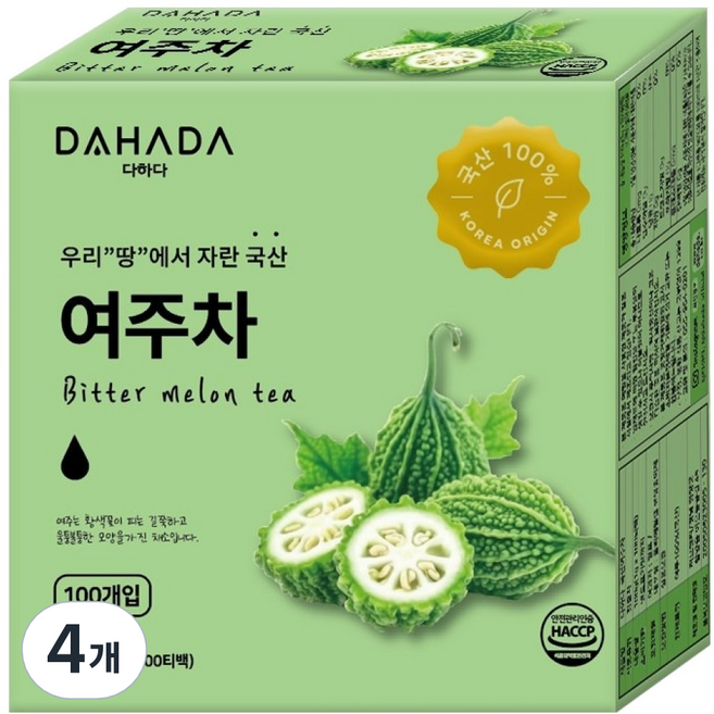 다하다 국산 여주차, 1g, 100개입, 4개