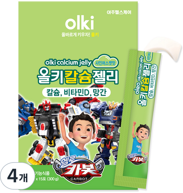 올키 칼슘젤리 샤인머스켓맛 15p, 300g, 4개