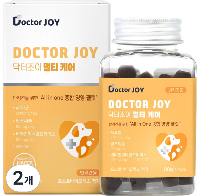 닥터조이 강아지 케어 영양제, 70정, 종합영양제, 2개