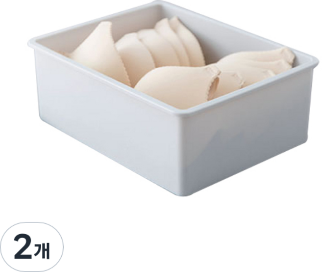 블럭마트 플라스틱 속옷 양말 정리함 1칸, 2개, 그레이