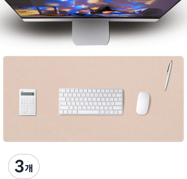 레토 가죽 마우스 장패드 800 x 400 mm, 3개, 베이지