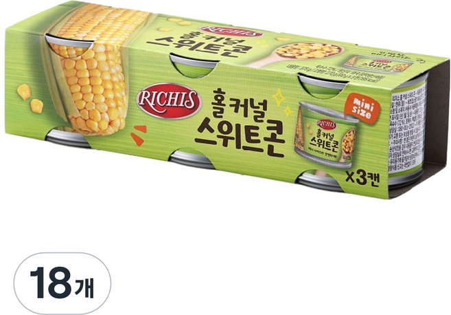 RICHIS 整粒甜玉米, 125g, 18個