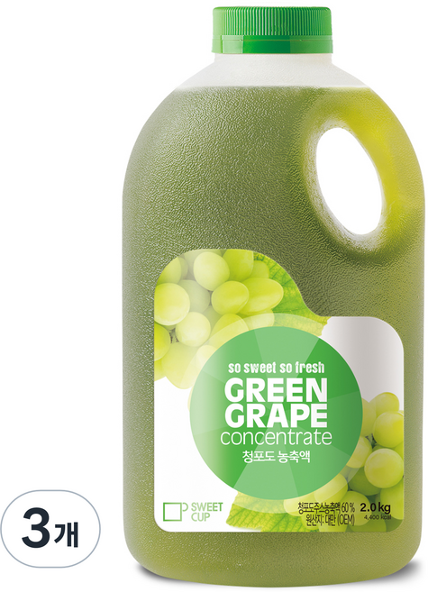 스위트컵 청포도 농축액, 2kg, 3개