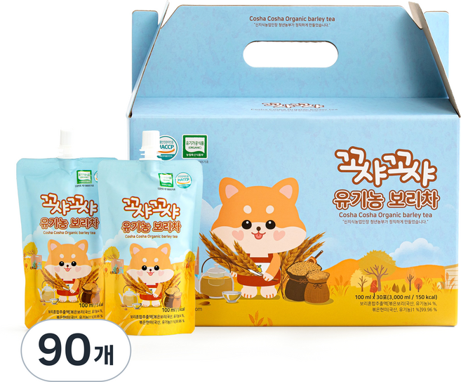 꼬샤꼬샤 유기농 보리차, 90개, 100ml