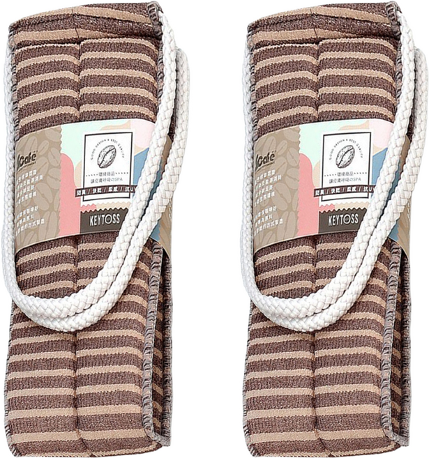 KEYTOSS 詰朵斯 S.Cafe環保咖啡紗沐浴拉背條 質感柔軟親膚 溫柔去角質 長條狀設計, 顏色隨機, 1條, 2條