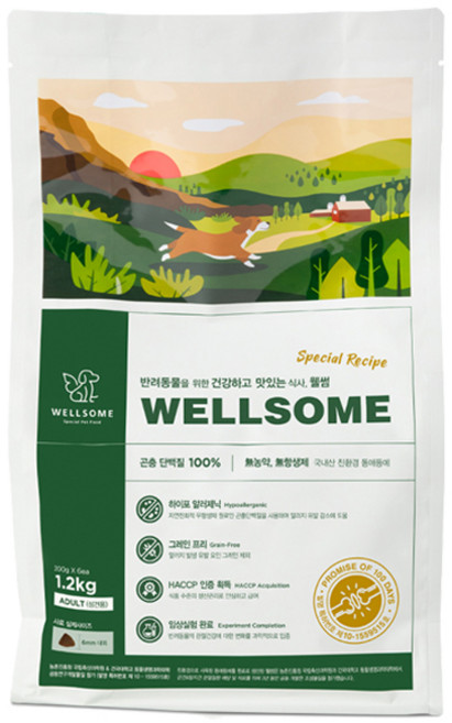 웰썸 강아지 건식사료, 뼈/관절강화, 1.2kg, 1개