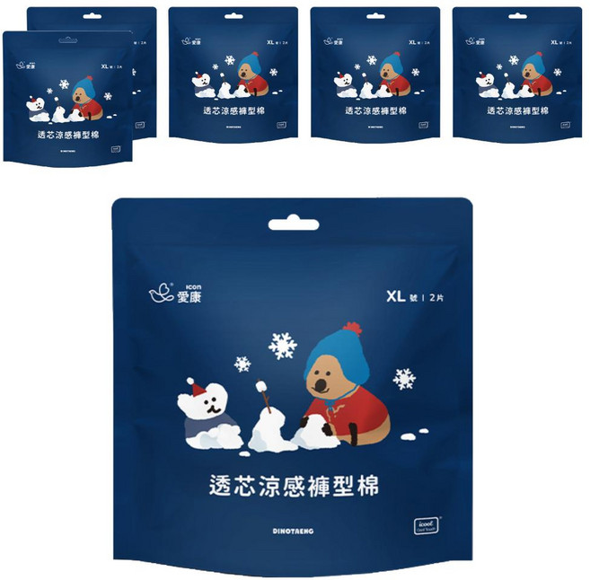 icon 愛康 透芯涼感褲型棉 Dinotaeng 特別款, XL(90~115cm), 2片, 6包