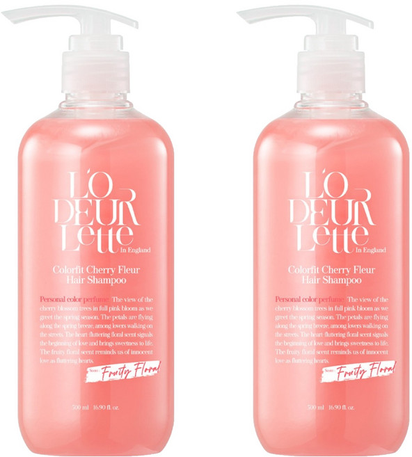 로더렛 인 잉글랜드 컬러핏 헤어 샴푸 체리 플뢰르, 500ml, 2개