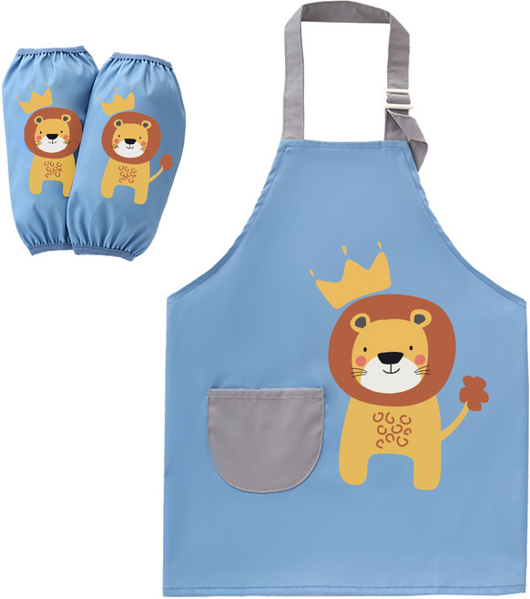 모리의집 어린이 미술 앞치마 세트, 파란색