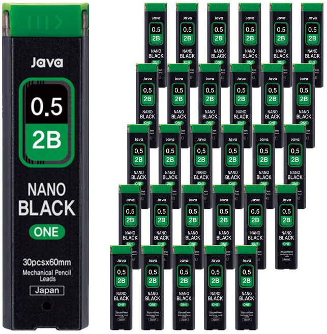 자바펜 나노블랙ONE 샤프심 2B, 0.5mm, 30개
