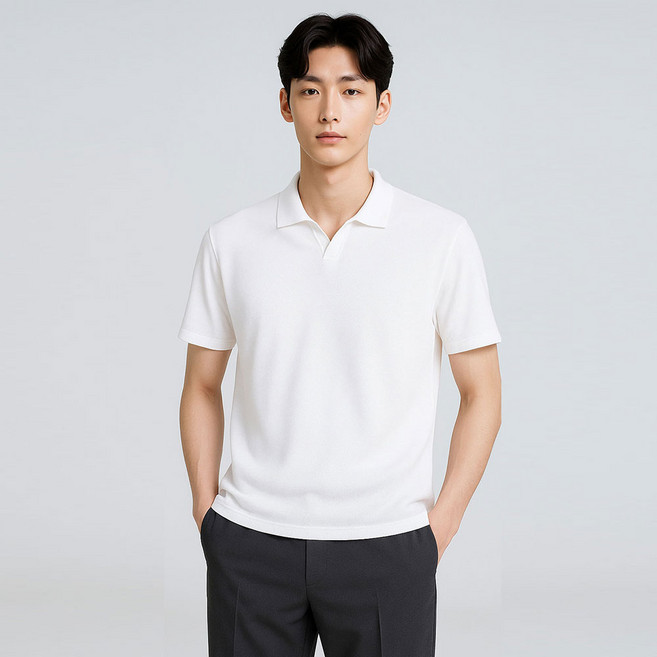 바쏘옴므 남성용 오픈 카라 PK 반팔 티셔츠 WSZ2MK0