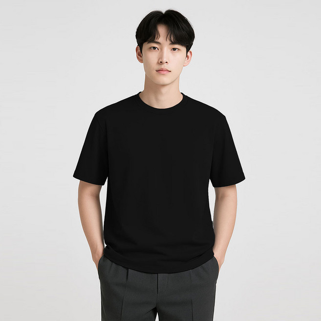 바쏘옴므 남성용 릴랙스핏 라운드 반팔 티셔츠 WSZ2MK