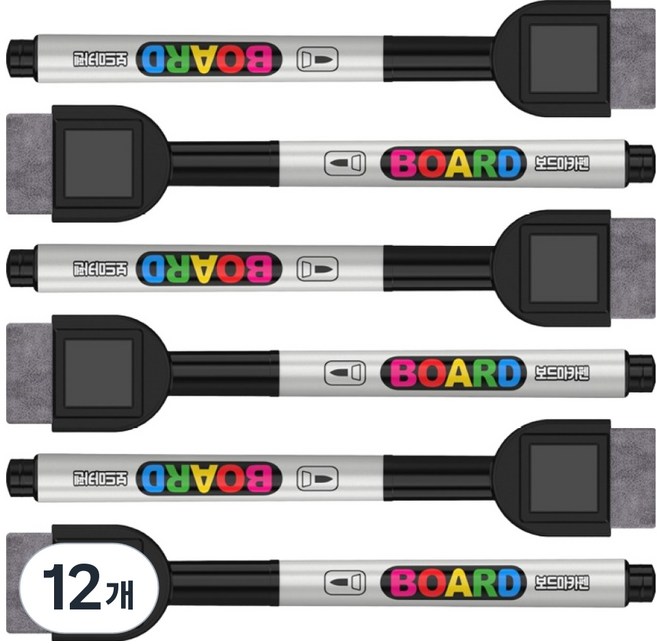 펜맥스 지우개 보드마카 202, 흑색, 12개