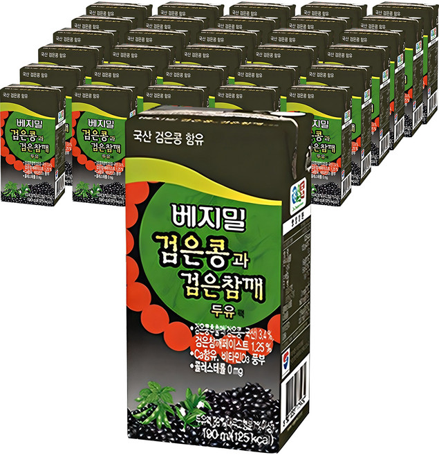 베지밀 검은콩과 검은참깨 두유, 190ml, 32개
