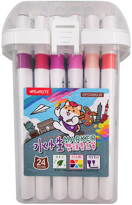 PENROTE 筆樂 柴語錄24色水性雙頭麥克筆 型號: DPG5890, 白色, 1盒