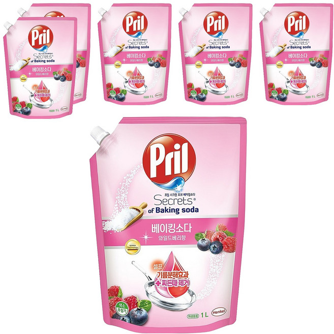 Pril 淨麗 小蘇打高效洗碗精補充包 莓果, 1L, 6包