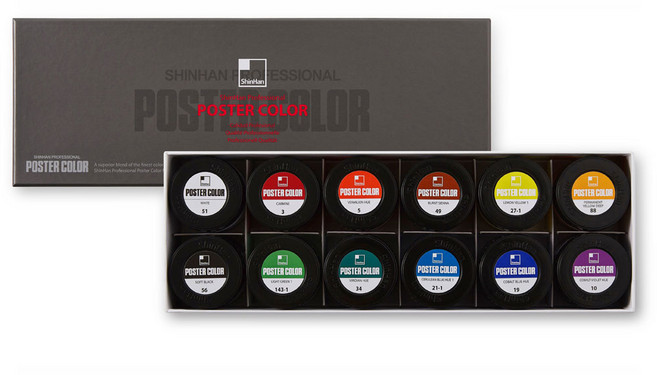 신한화구 전문가 포스터 컬러 Jar, 12색, 1개, 12색, 40ml