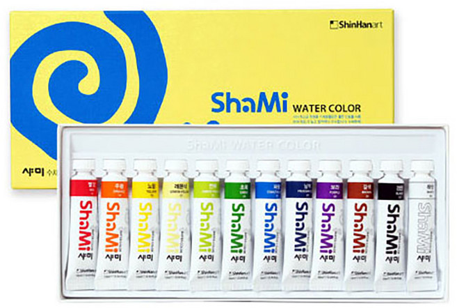 샤미 학생용 수채화 물감, 10ml, 12색