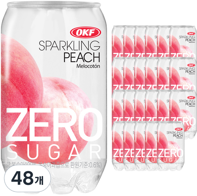 오케이에프 스파클링 제로슈가 피치, 350ml, 48개