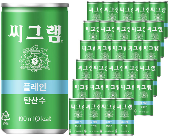 씨그램 플레인 탄산수, 190ml, 90개