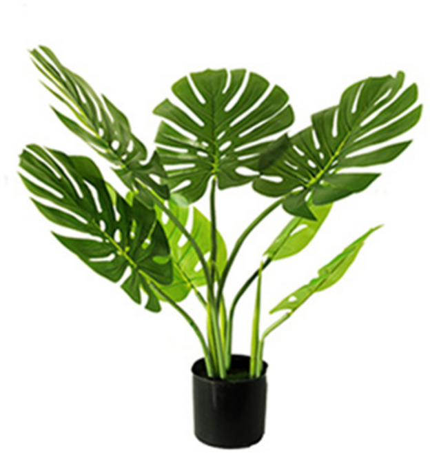 Meric Garden 北歐風格居家裝飾高仿真大型景觀擺設盆栽 PVC+PP合成材 寬48*高68cm, 龜背芋 綠色, 1個