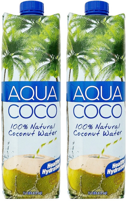 AQUA COCO 100%椰子水, 1L, 2瓶