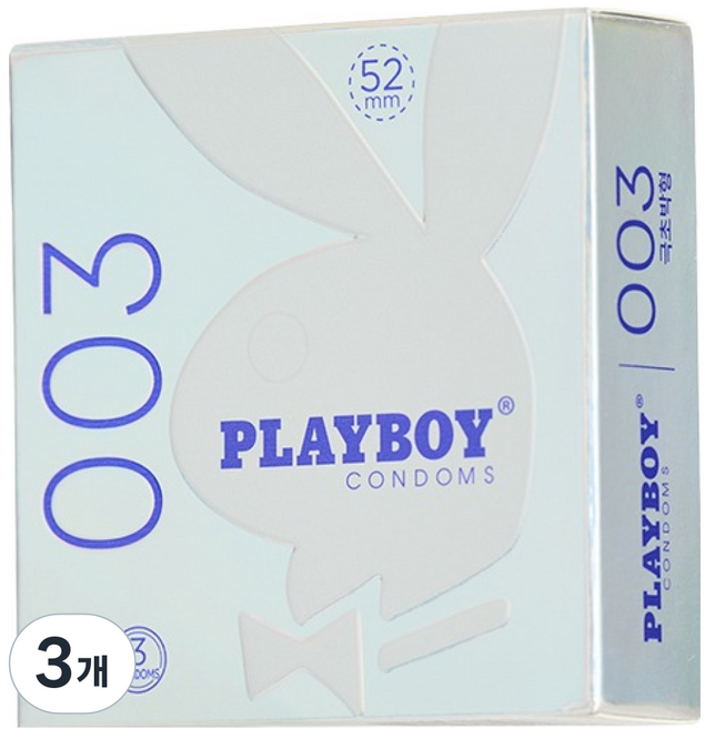 플레이보이 003 울트라씬 극초박형 콘돔, 3개, 3개입