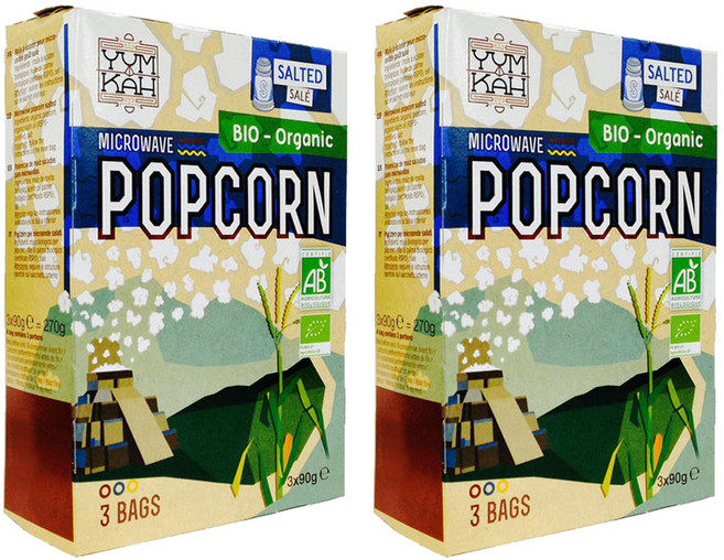 [염카]Yumkah 전자렌지용 유기농 팝콘 솔티드, 270g, 2개