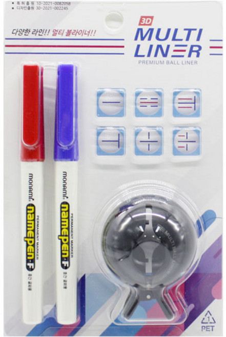 3D 멀티 골프 볼라이너 + 모나미 네임펜 2p 세트, 블랙무광, 1세트