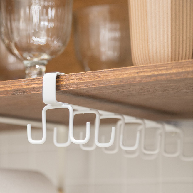 리빙공감 멀티 주방 선반 다용도 조리도구 후크 걸이 12구, 화이트, 1개