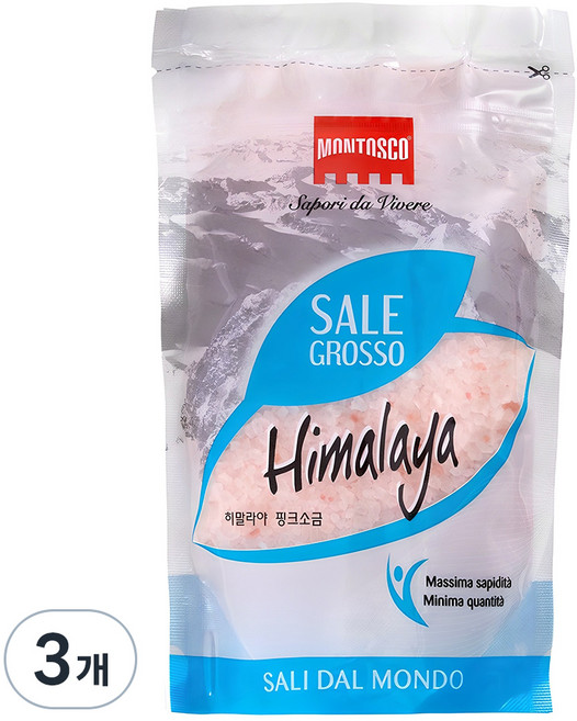 몬타스코 히말라야 굵은 핑크소금, 500g, 3개