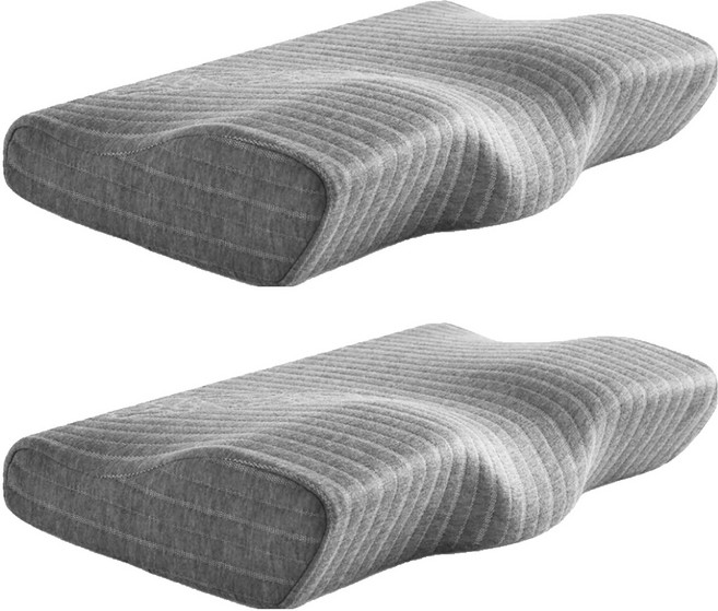 J-bedtime 床寢時光 3D釋壓止鼾透氣蝶型枕頭, 石磨烯 灰色, 2個