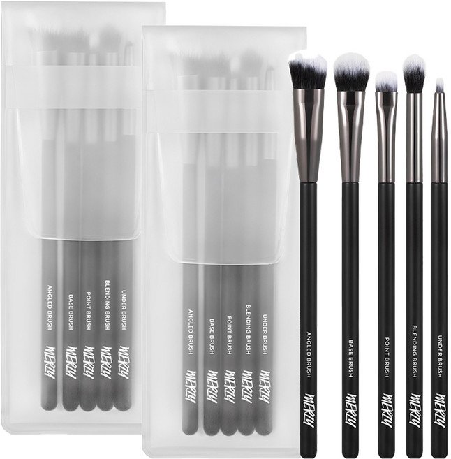 머지 아이 메이크업 브러쉬 5종 세트, 블랙, 2개