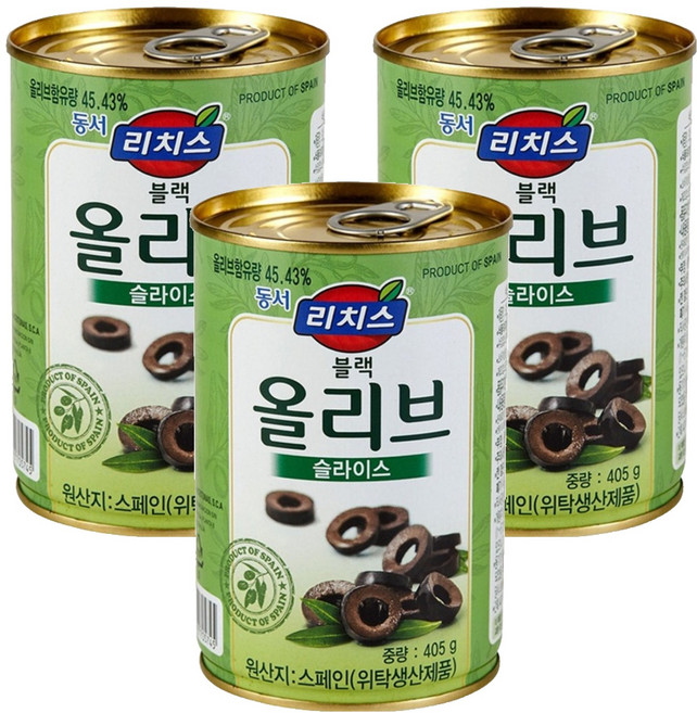 리치스 슬라이스 블랙 올리브, 405g, 3개