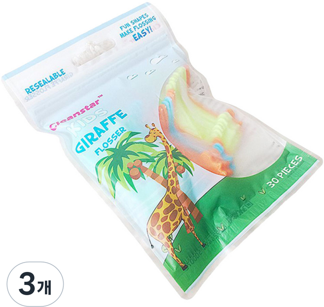 Cleanstar 애니멀 모양 유아치실, 30개입, 3개