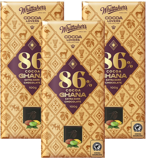 휘태커스 코코아 러버 86% 초콜릿, 100g, 3개