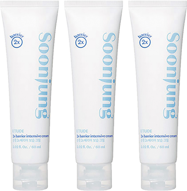 에뛰드하우스 순정 2x 베리어 보습 크림, 60ml, 3개