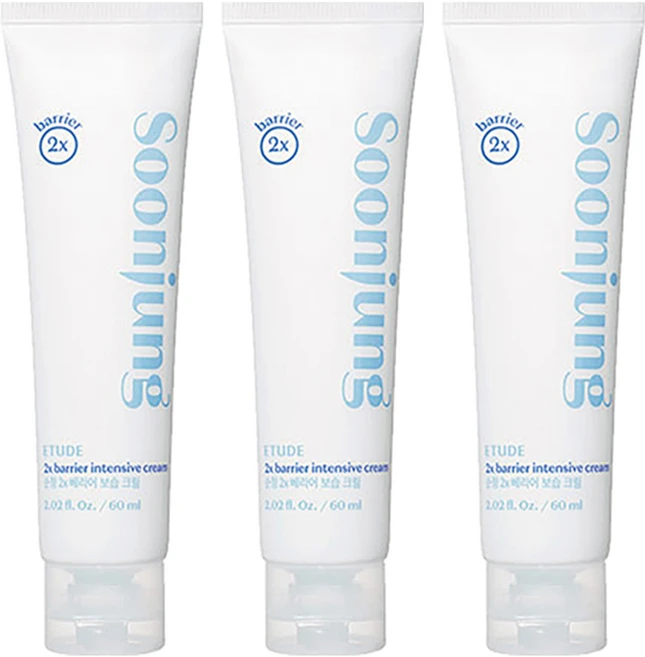 에뛰드하우스 순정 2x 베리어 보습 크림, 60ml, 3개 - 쿠팡