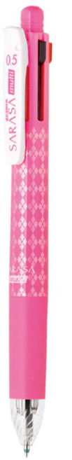 ZEBRA 斑馬牌 SARASA 4+1 多功能原子筆 J4SA11 黑/藍/紅/綠原子筆+自動鉛筆 (0.5mm) 耐水性墨水, 粉色, 1支