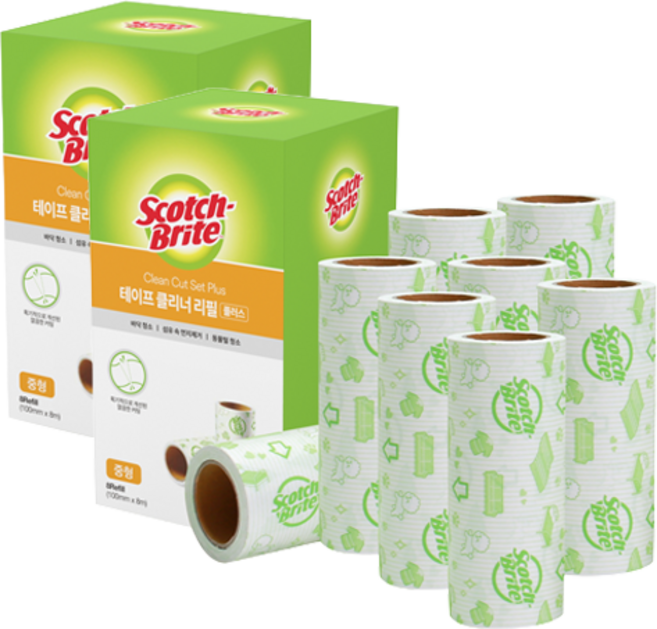 스카치브라이트 클린컷 테이프 클리너 세트 플러스 중형 리필, 2개