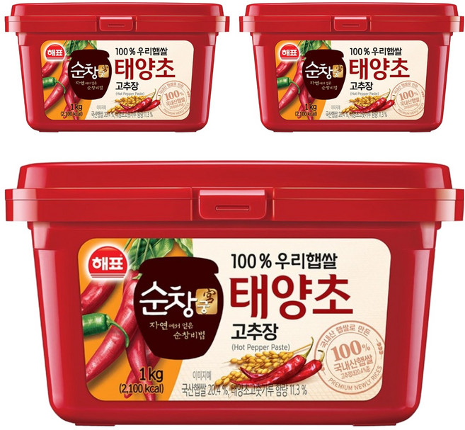 순창궁 100% 우리햅쌀 태양초 고추장, 1kg, 3개
