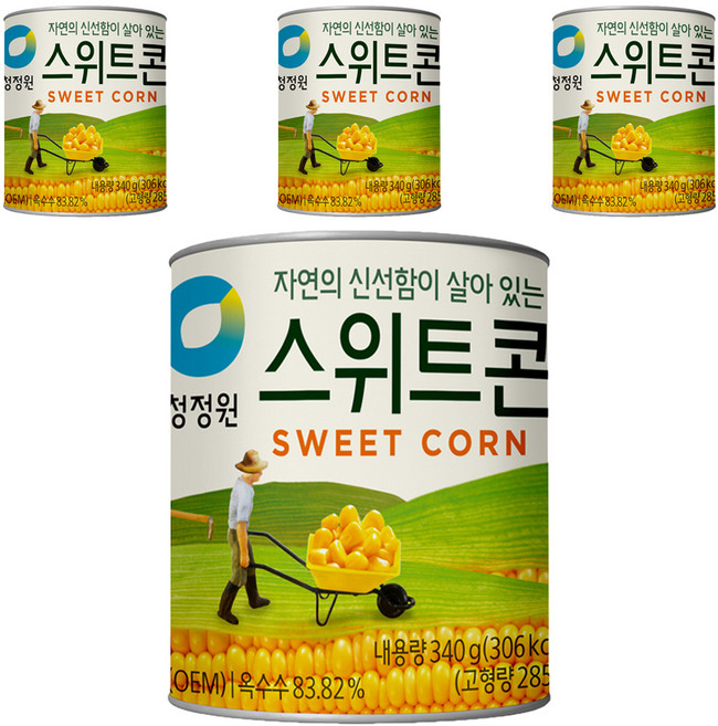 청정원 스위트콘 통조림, 340g, 4개