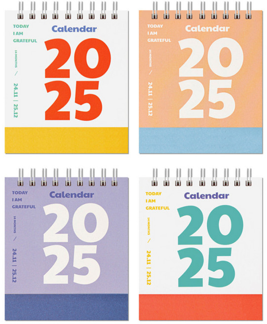 뮤니드 2025 미니 탁상 달력 4종 세트, red + yellow + navy + skyblue, 1세트