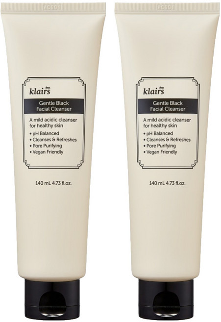 클레어스 젠틀 블랙 페이셜 클렌저, 2개, 140ml