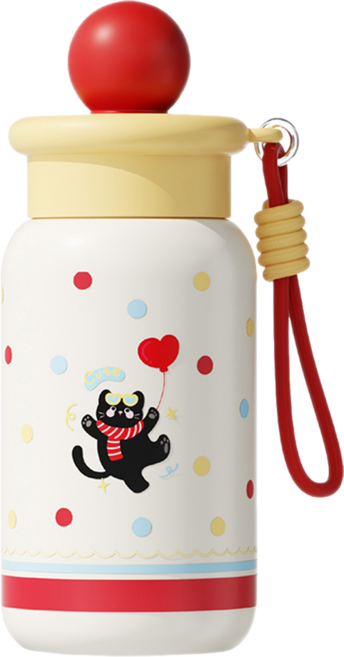 GER 泰 Q版萌寵圓球保溫杯, 氣球小貓, 1個, 500ml