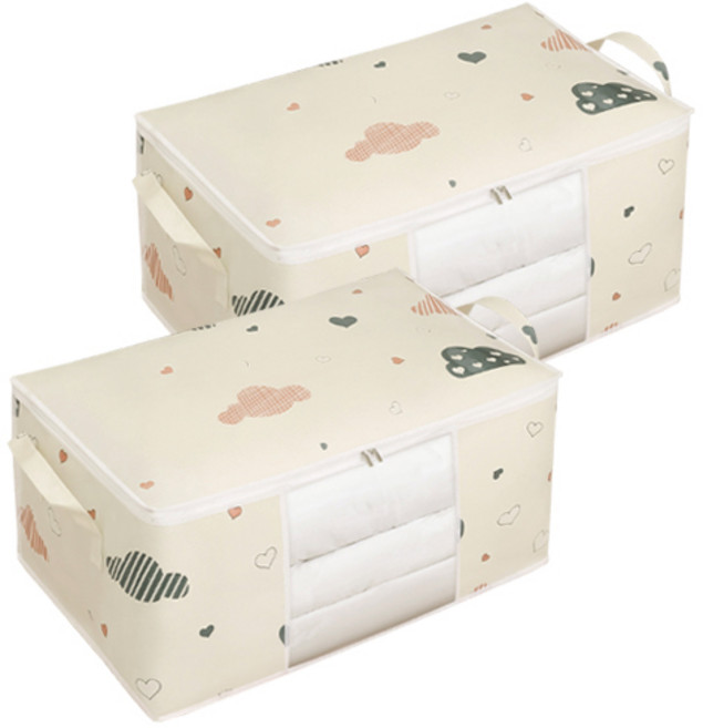 피키픽스 패브릭 리빙박스 75L, 아이보리, 2개