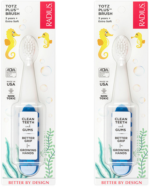 래디어스 토츠 플러스 3단계 유아 칫솔, 사파이어블루 + 화이트, 1개입, 2개